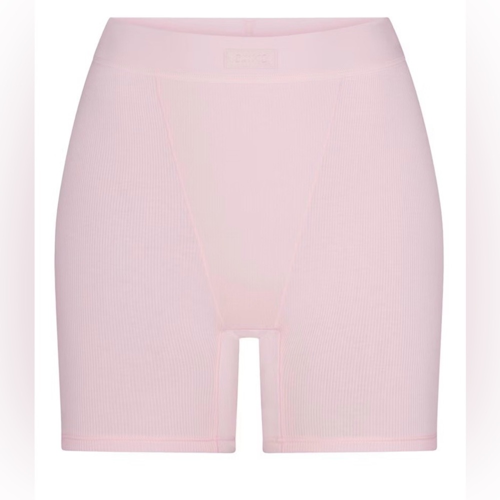 Skims Pink Ribbed Boxer Shorts Med - Picture 2 of 6